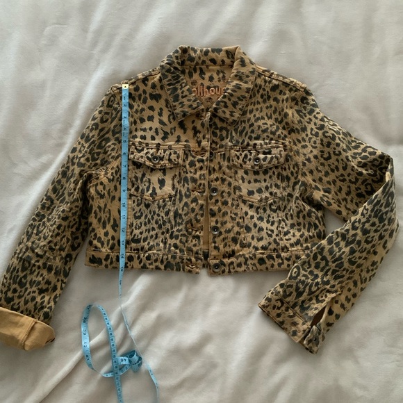 Leopard print cropped Jean jacket XL - Picture 2 of 5